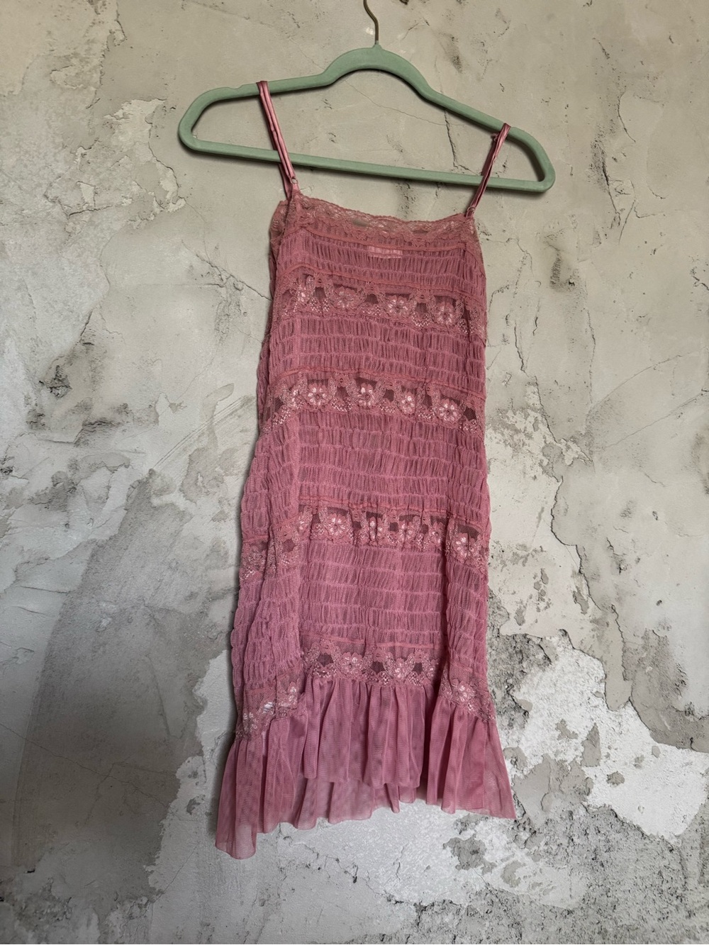 Free People Mauve Pink Lace-Detail Mini Dress